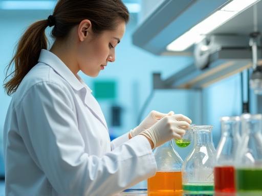 Scientist working with natural ingredients in a lab