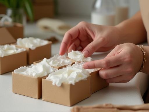 Hand packaging natural cosmetic products