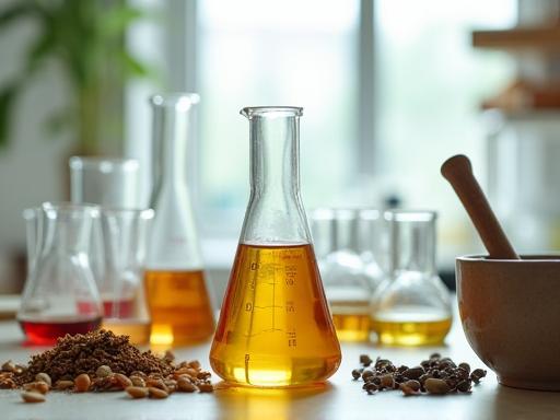 Beakers and ingredients for cosmetic formulation